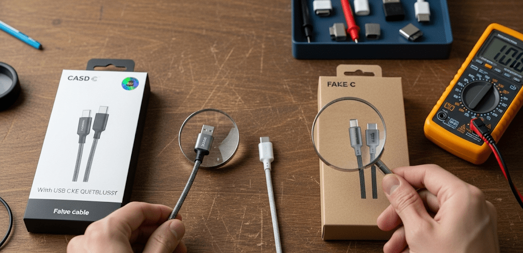 مراحل تشخیص کابل تایپ‌سی اصل از تقلبی